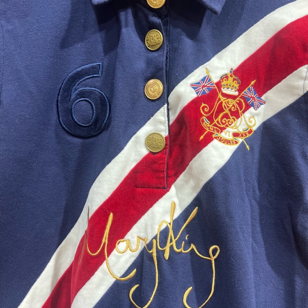 Joules x Mary King Polo Shirt Velvet Accents Team Great Britain Equestrian Sz 10 - Picture 3 of 14
